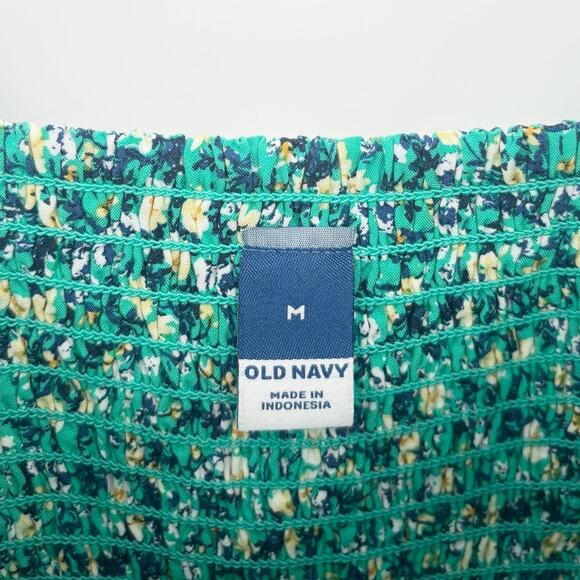 Old Navy Fit & Flare Blue Green Puff Sleeve Dress Size M - Picture 9 of 9